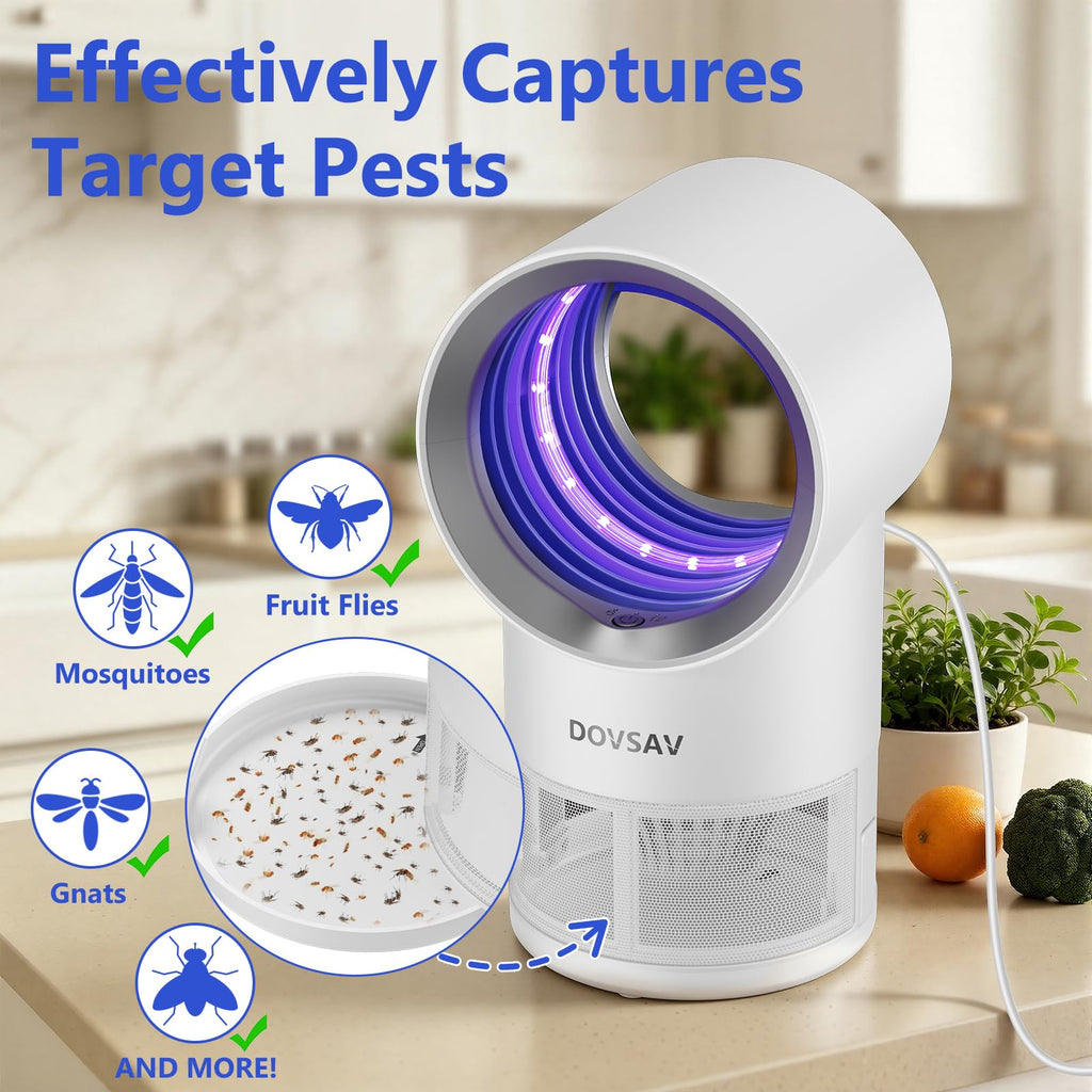 Fruit Fly Trap for Indoors, White Bug Zapper Indoor with Suction & Timer