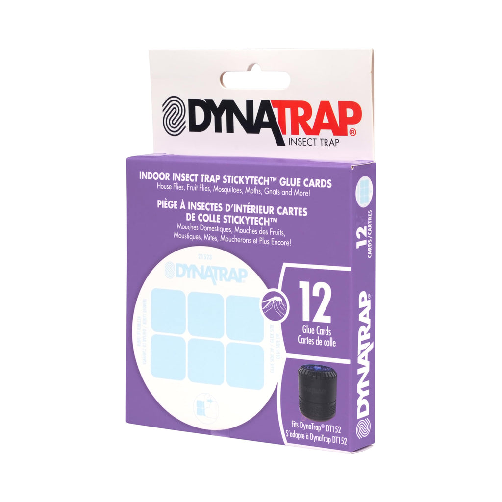 Dynatrap Official Replacement StickyTech Glue Cards for Dynatrap DT152 Indoor Insect Trap and Killer – Catches and Kills Fruit Flies, Gnats, Moths, Mosquitoes & Other Flying Insects, 21523 - 12 Pack