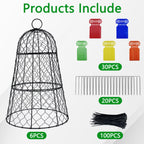 XMxoTxo 6 Packs 11.4" D x 17.7" H Garden Cloches for Plants,Upgraded Triple Combination,Rustproof Chicken Wire Cloches Flip-Top Design,Plant Protectors from Animals,Ideal for Outdoor Plant Protection