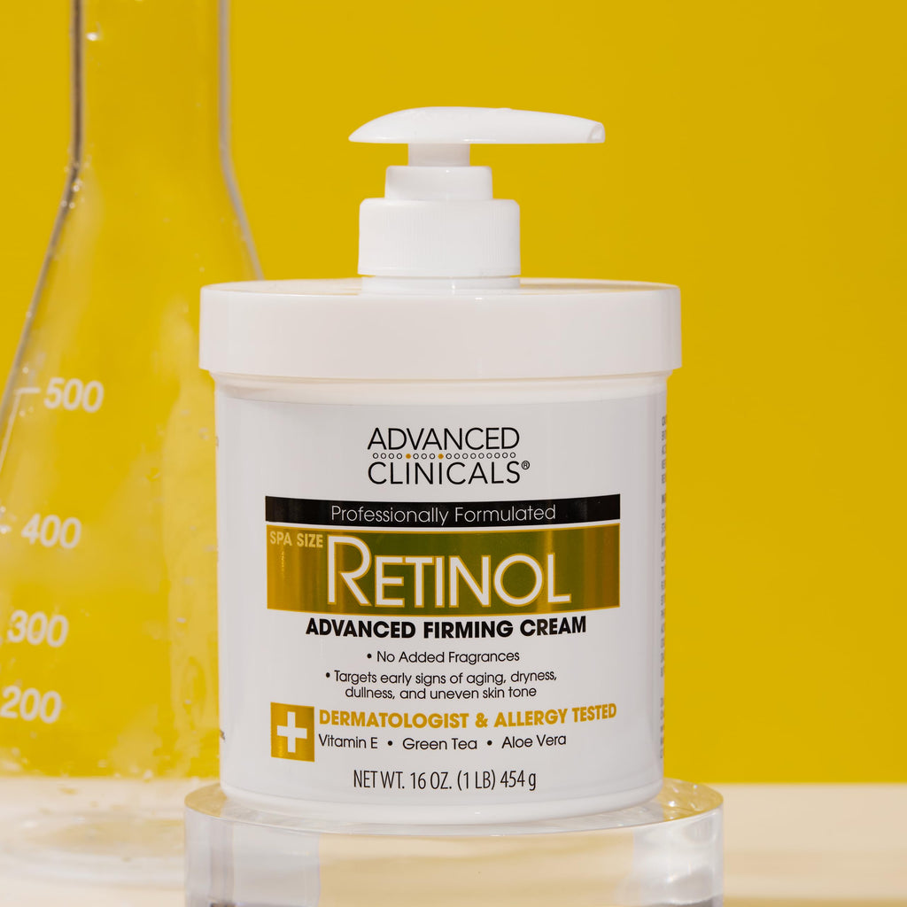 Advanced Clinicals Retinol Body Lotion & Face Moisturizer | Visible Anti Aging Skin Care Retinol Body Cream For Women & Men Targets Look Of Fine Lines, Wrinkles, & Crepe Looking Dry Skin, 16 Ounce