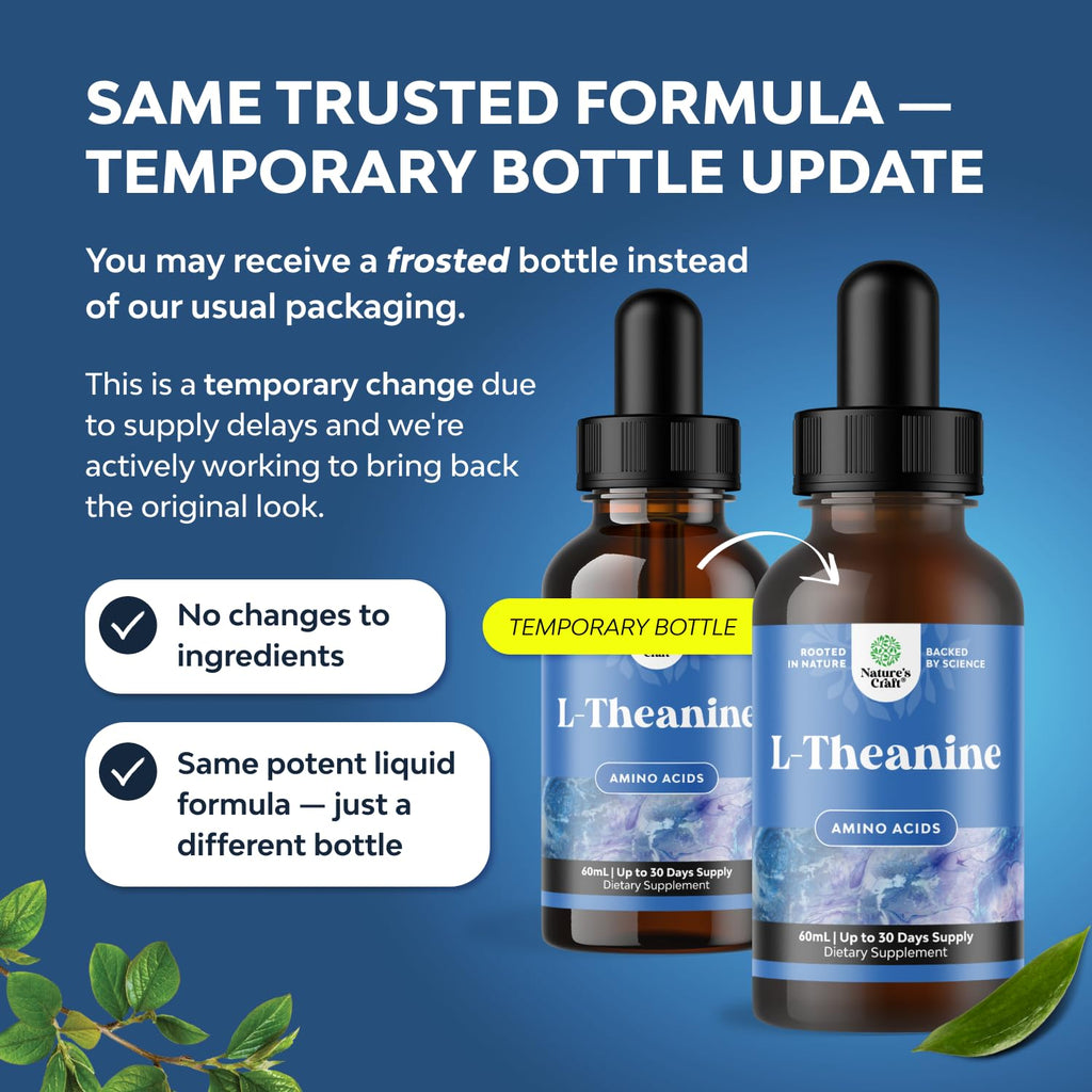 High Absorption L-Theanine Liquid Drops - Nootropic Focus Supplement with L Theanine 200mg Per Serving and Chamomile Extract Supplement for Adults and Kids Relaxation and Focus - 2 Fl Oz