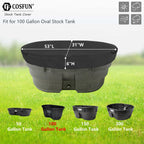 COSFUN 100 Gallon Oval Stock Tank Cover,Waterproof Dust Proof Anti-UV Ice Bath Cover,Keep Water Trough Clean(Elastic Bottom,Black)