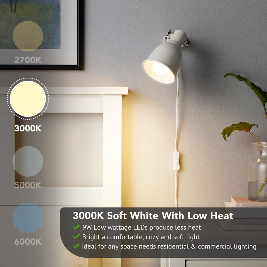 Maylaywood A19 LED Light Bulbs, 60 Watt Equivalent, Soft White 3000K, 850LM, E26 Base, Non-Dimmable, 9W Bright White LED Bulb, 4-Pack