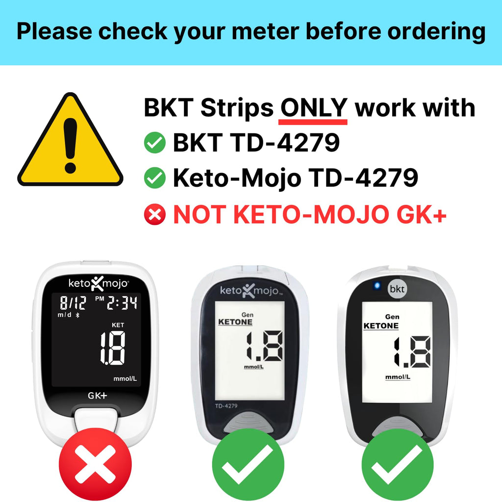 BKT TD-4279 Blood Glucose Test Strips 50ct - NOT for Keto-Mojo GK+ - Only for BKT Meter and Original Keto-Mojo Bluetooth TD-4279
