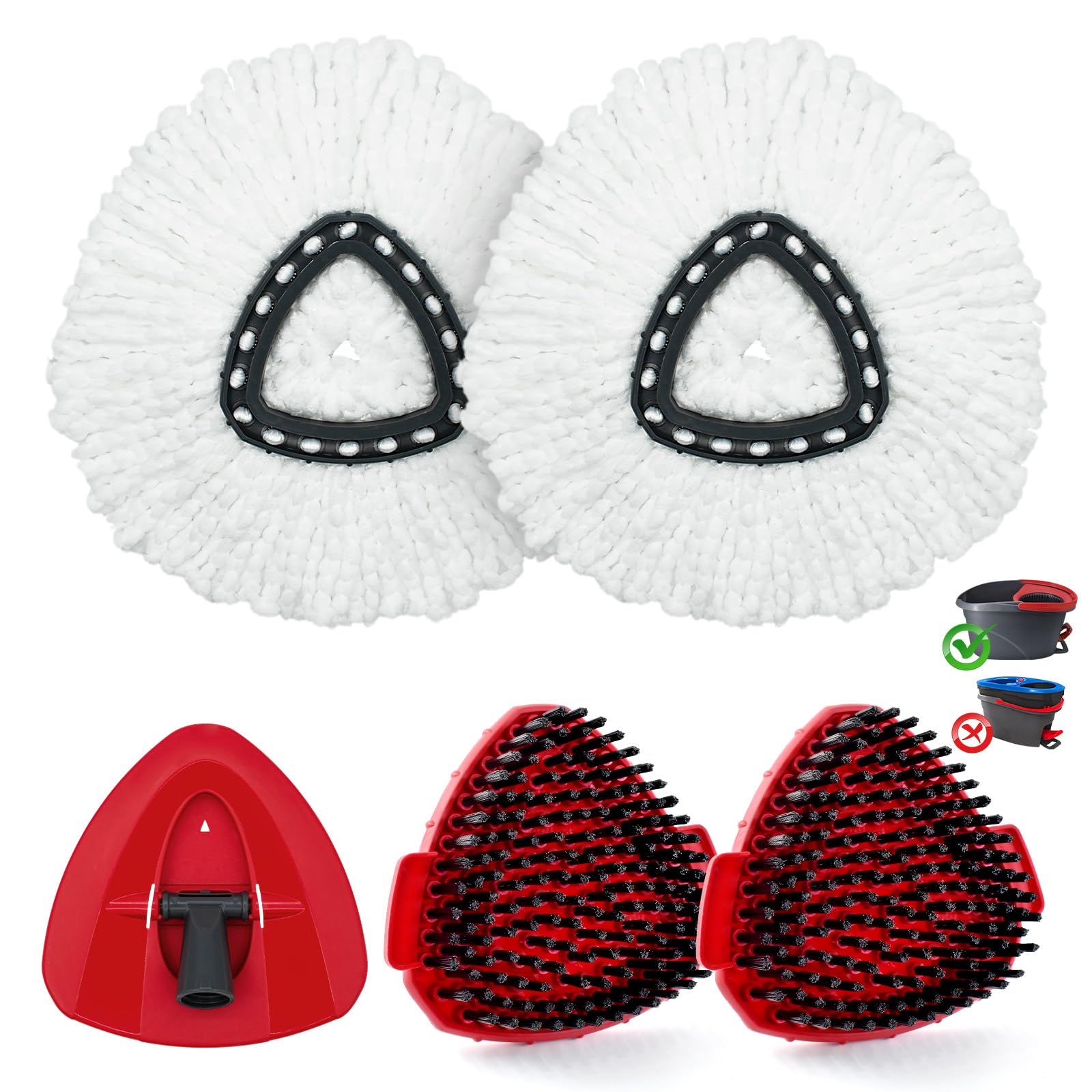 Mop Heads Replacement for Ocedar, Mop Replace Head for Ocedar EasyWring 1 Tank, Microfiber Spin Mop Refills, Include 2 Mop Replacement Head Deep Cleaning, 1 Mop Base and 2 Upgraded Scrubber Mop Head