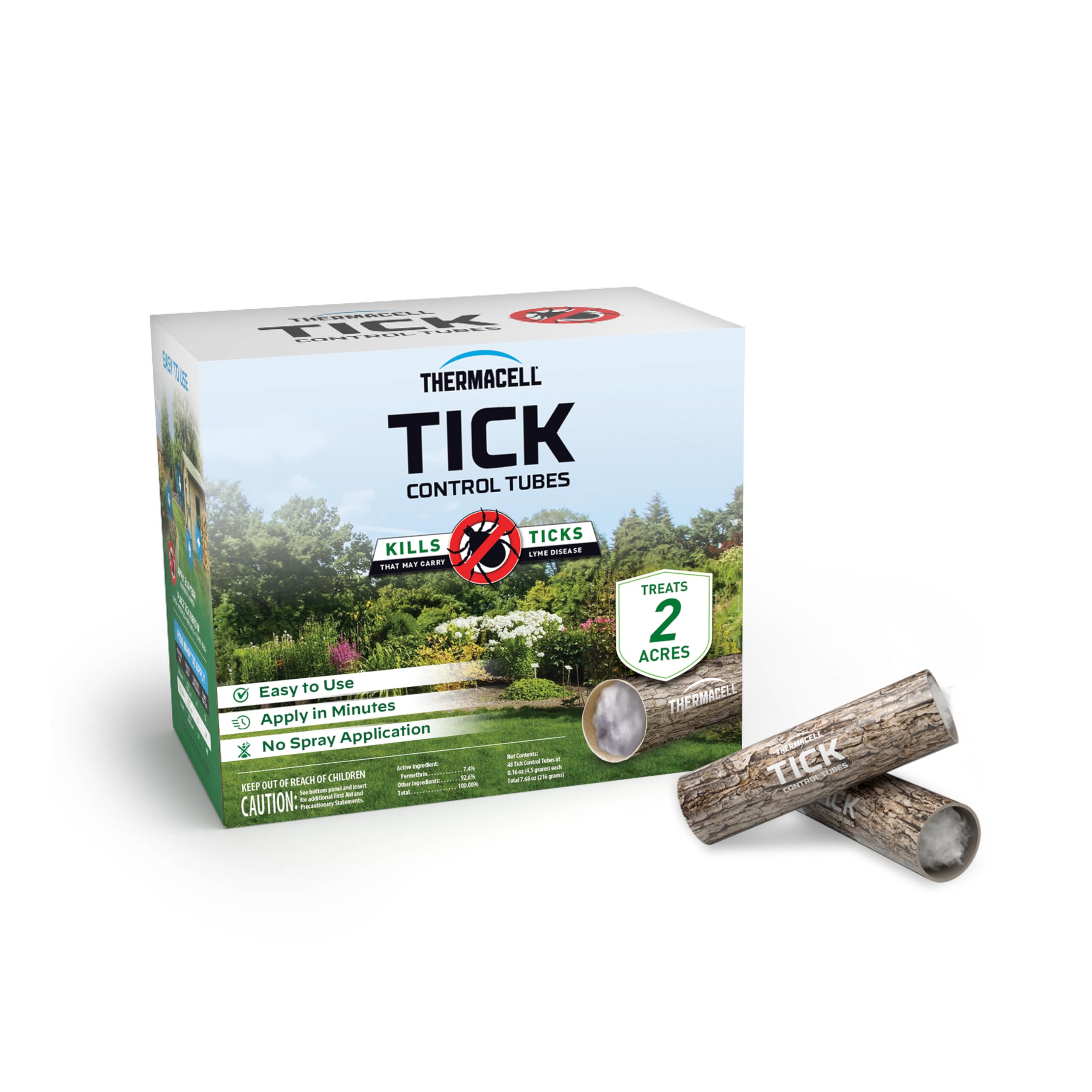 Thermacell Tick Control Tubes for Yards; 48 Tubes; Protects 2 Acres from Ticks; No Spray, No Granules, No Mess; Environmentally Friendly Alternative to Tick Spray & Tick Repellent