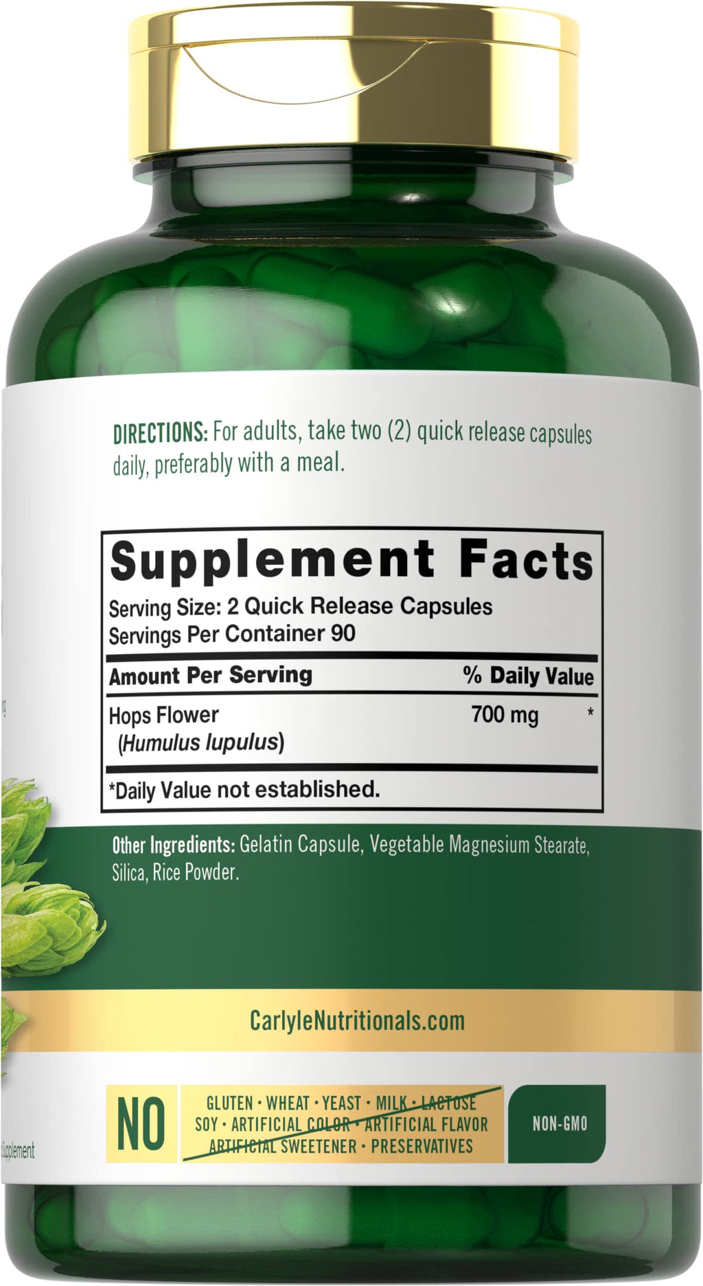 Carlyle Hops Supplement 700mg | 180 Capsules | Non-GMO & Gluten Free | Traditional Herb