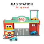 Mentari Toys - Gas Station - Wooden Toy Garage with Lift, Cars, Ramp and Gas Pumps - Encourages Imaginative Play, Fine Motor Skills & Problem Solving - Age 3+