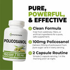 Immortal Herbs Policosanol 100mg Capsules, Derived from Sugar Cane, 150 Pills, Non-GMO and Gluten-Free Policosanol Supplement for Women and Men
