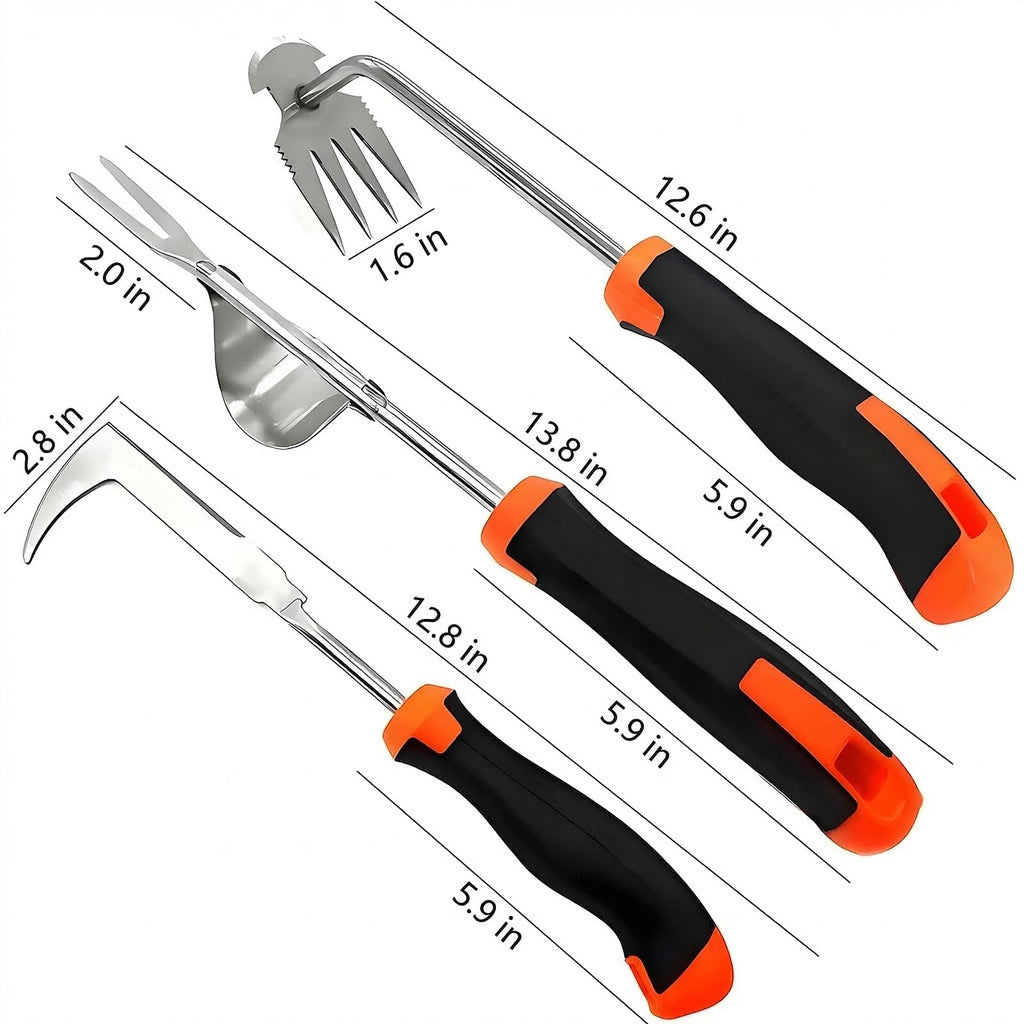 Weed Puller Tool Set, 3 Stainless Steel Hand Weeders for Lawn and Garden