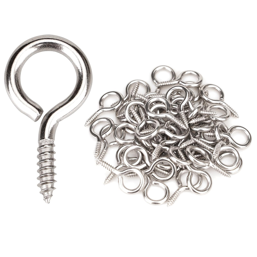 Aovchei 50pcs 304 Stainless Steel 1 Inches Eye Screws, Screw Hooks