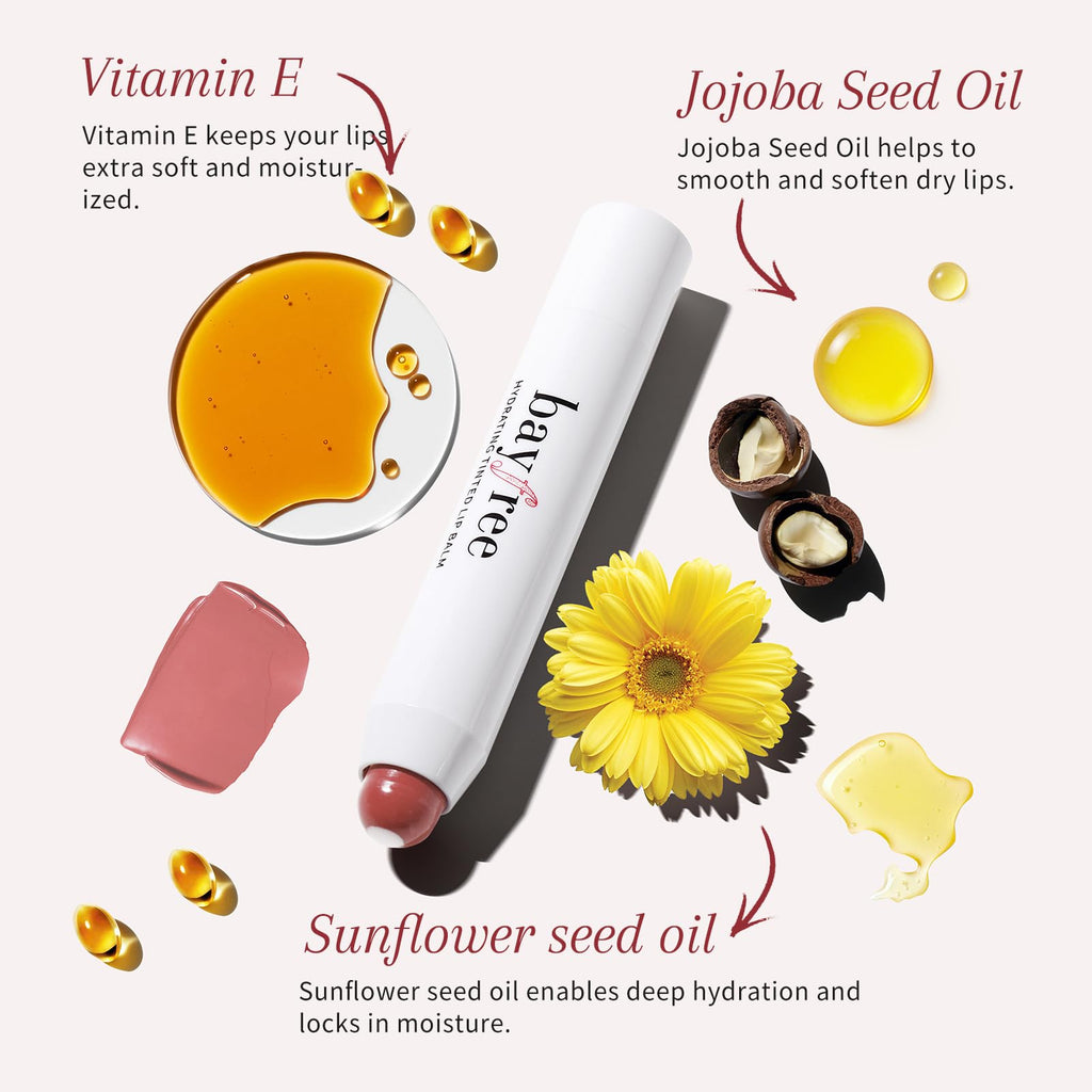 bayfree Tinted Lip Balm Plumper, Glossy, Pump Lips, Lightweight, Moisturize & Tint with Jojoba Seed Oil, Vegan Lipbalm Lip Care, Garden