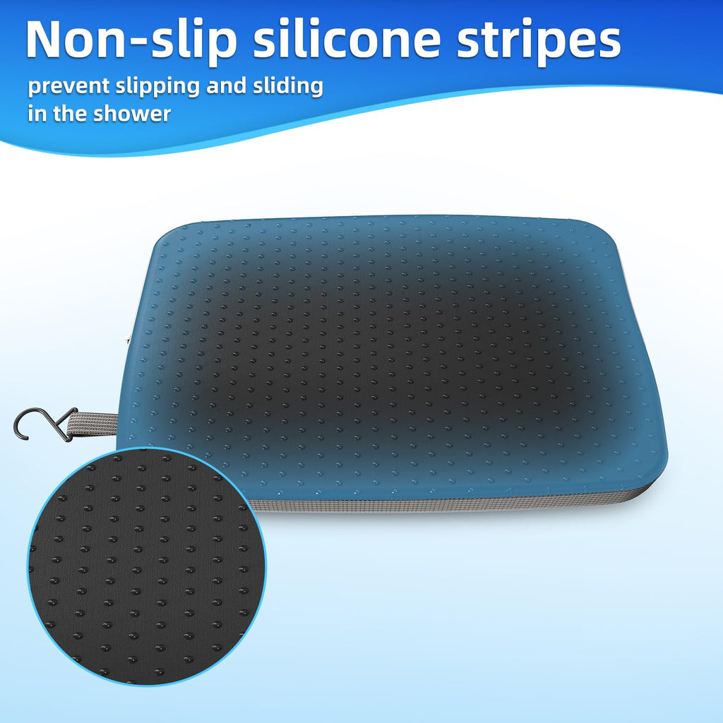Fasjloctavty Shower Seat Cushion with Non-Slip Silicone Bottom, Shower Chair Cushion for Transfer Benches,Washable 3D Mesh Pad with Hook,Quick Drying Bathtub Chair Pad for Elderly, Pregnancy
