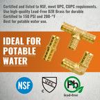 SUNGATOR 30-Pack 1/2 Inch PEX Fittings, 10 Each Elbow Tee Coupling, No Lead Brass, Pex Fitting 1/2 Inch Assortment, UPC, NSF Certified