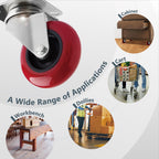 POWERTEC 3 Inch Swivel Caster Wheels Set of 4 with 640 lbs Loads, Heavy Duty Plate Casters, PU Castor Wheels for Furniture, Cart, Dolly and Workbenches (17206)