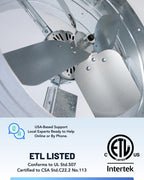 iLiving ILG8G14-12T Automatic Gable Mount Attic Ventilator Fan with Adjustable Thermostat, 2.85 Amp, 2339 CFM, Single-Speed