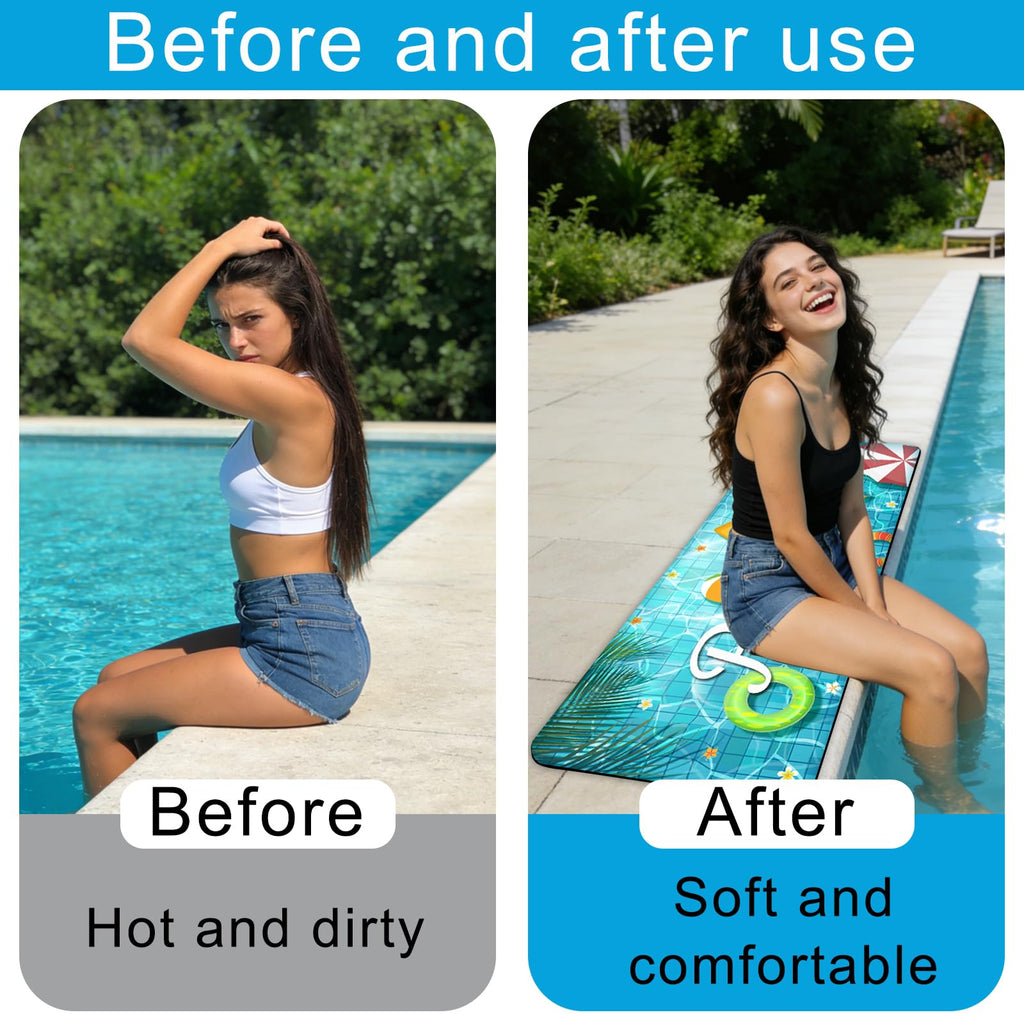 Poolside Rubber Drainage Mat, 17.3" x 47.2" Non-Slip Heat Resistant Outdoormat, Durable Quick Drain Pool Deck Mat for Patio, Bathroom, Garden, Indoor & Outdoor Use