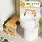 AmazerBath Bamboo Toilet Stool, Squat Potty Stool for Adults, Non-Slip Pooping Stools for Bathroom, Portable Potty Step Foot Stools for Kids, Assembly Required, 6.8''