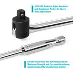 DURATECH Breaker Bar, 1/2'' Drive 24-Inch Breaker Bars Heavy Duty, with 240° Flex Head, Spring-loaded Detent Ball, Premium Chrome Alloy Made
