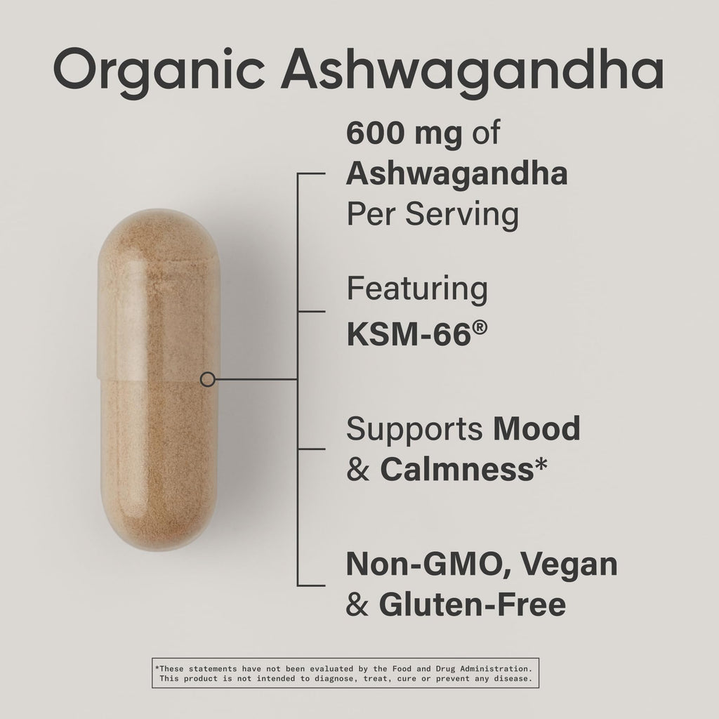 Sports Research® Ashwagandha w/Organic KSM-66® – 600 mg – Adaptogen for Relaxation, Calm & Sleep Support – USDA Organic · Non-GMO ­· Vegan Certified – 90 Veggie Capsules