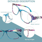 CLASAGA Progressive Multifocus Reading Glasses for Women,Blue Light Blocking Spring Hinge Fashion Pattern Print Computer Readers (pattern design-5, 1.5, x)