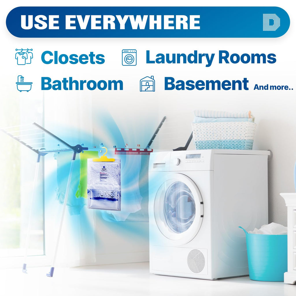 Dry & Dry 46 Packs [Net 14 Oz/Pack] Moisture Absorbers for Home, Basement & Bedroom - Small Dehumidifiers
