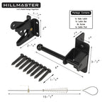 HILLMASTER Self Locking Gate Latch for Wooden Fence with Steel Spring Cable Pull,Heavy Duty Gravity Fence Latch for Metal Gates,Vinyl Fence,Gate Hardware Gate Door Lock for Outdoor Pool,Black Finish