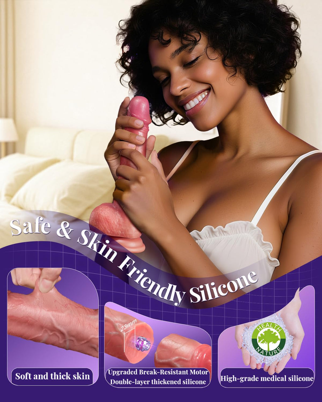YAYIKZ Vibrator Sex Toys Thrusting Dildo, APP Control Safety Silicone Dildo