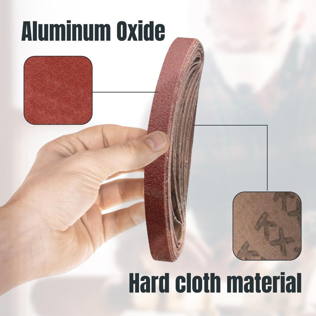 POWERTEC 1/2 x 18 Inch Sanding Belts, 40PK, 80 Grit Aluminum Oxide Belt Sander Sanding Belt for Air File Belt Sander, Woodworking, Metal Polishing (401808-P2)