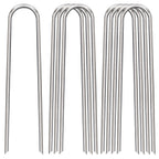 FAAYUCK 12 Inch Landscape Staples, 12/25/50/100 Pack Galvanized Garden Stakes, Heavy Duty 8 Gauge U-Shaped Ground Stakes for Weed Barrier Fabric, Irrigation Tubing, Fence, Outdoor Decorations