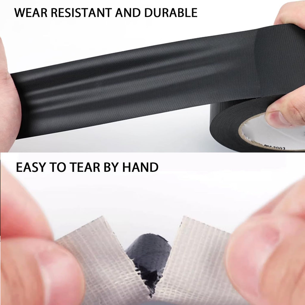 Bethone 3-Pack Duct Tape Heavy Duty Black Waterproof, 66 Yards x 1.88 Inch Total Strong Adhesive Duct Tape No Residue Bulk for Home Use, DIY, Projects, Outdoor Repairs Tear by Hand