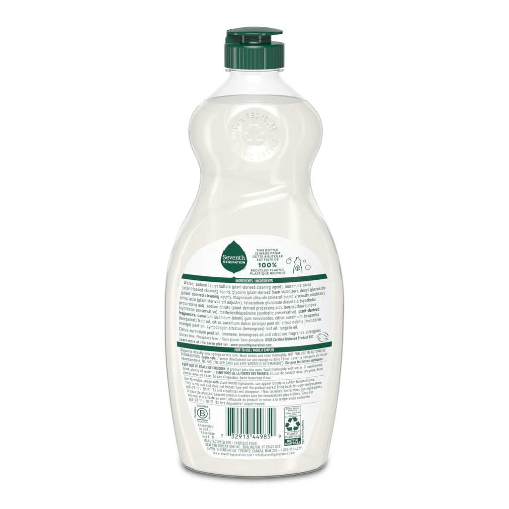 Seventh Generation, Dish Liquid, Clementine Zest & Lemongrass, 19 oz