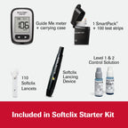 Accu-Chek Softclix Glucose Monitor Kit for Diabetic Blood Sugar Testing: Guide Me Meter, Softclix Lancing Device & 110 Lancets, 100 Guide Test Strips, and Control Solution (Packaging May Vary)