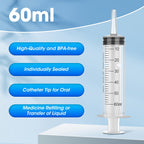 10 Pack 60 ml Syringe Without Needle, Syringe with Cap Individually Wrapped, for Liquids, Scientific Labs, Dispensing