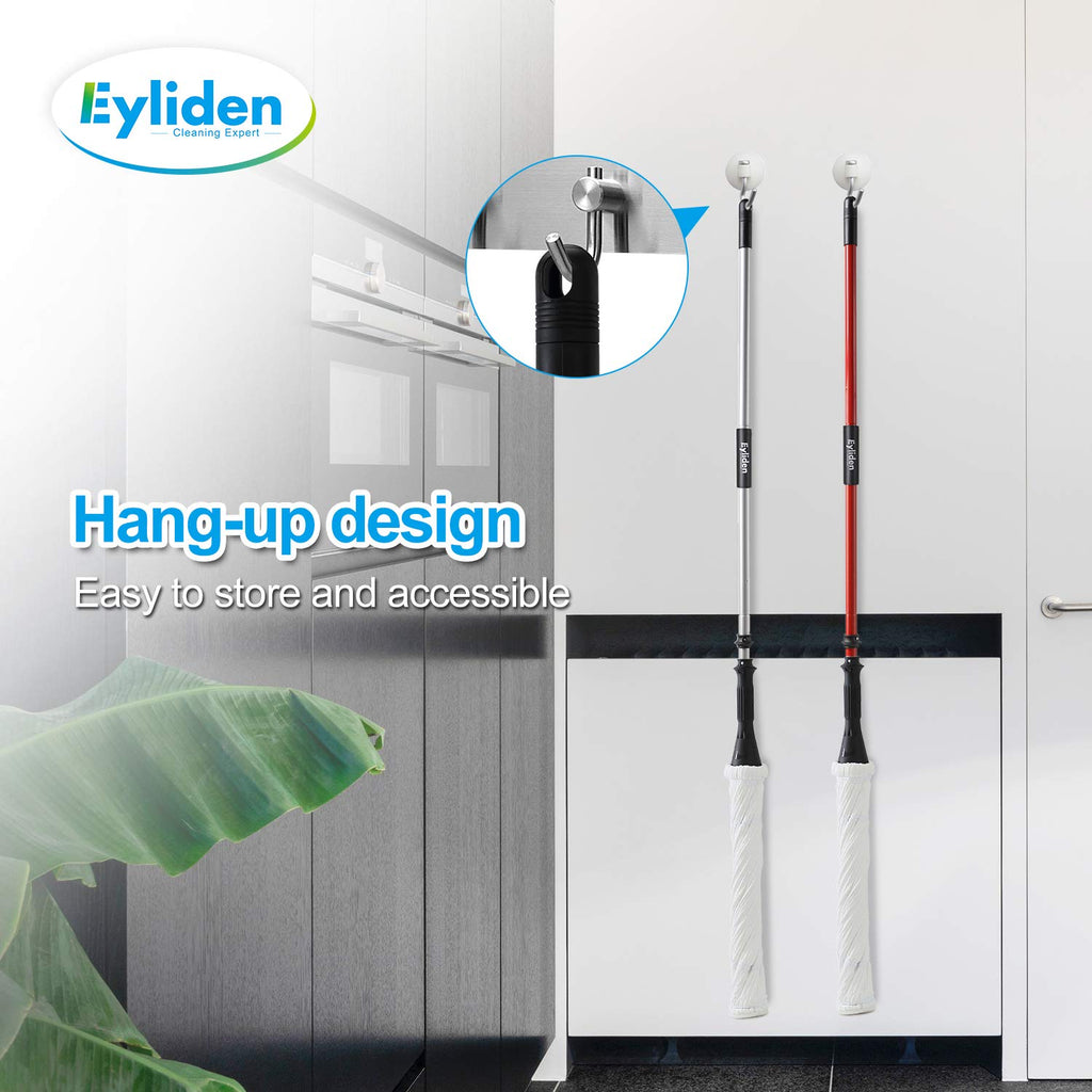 Eyliden Mop with 2 Reusable Microfiber Heads, Easy Wringing Twist Mop, 57.5 inch Long Handle, Wet Mops for Floor Cleaning, Commercial Household Clean Hardwood, Vinyl, Tile, and More (White)