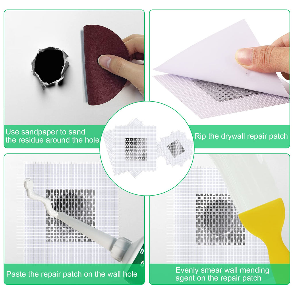 Drywall Repair Kit, 2 Pack Spackle Wall Repair Patch Kit with Scraper, Wall Mending Agent Large Hole Drywall Patch, Easy to Fill Holes in Home Wall and Quick Repair Crack, Plaster Wall Repair