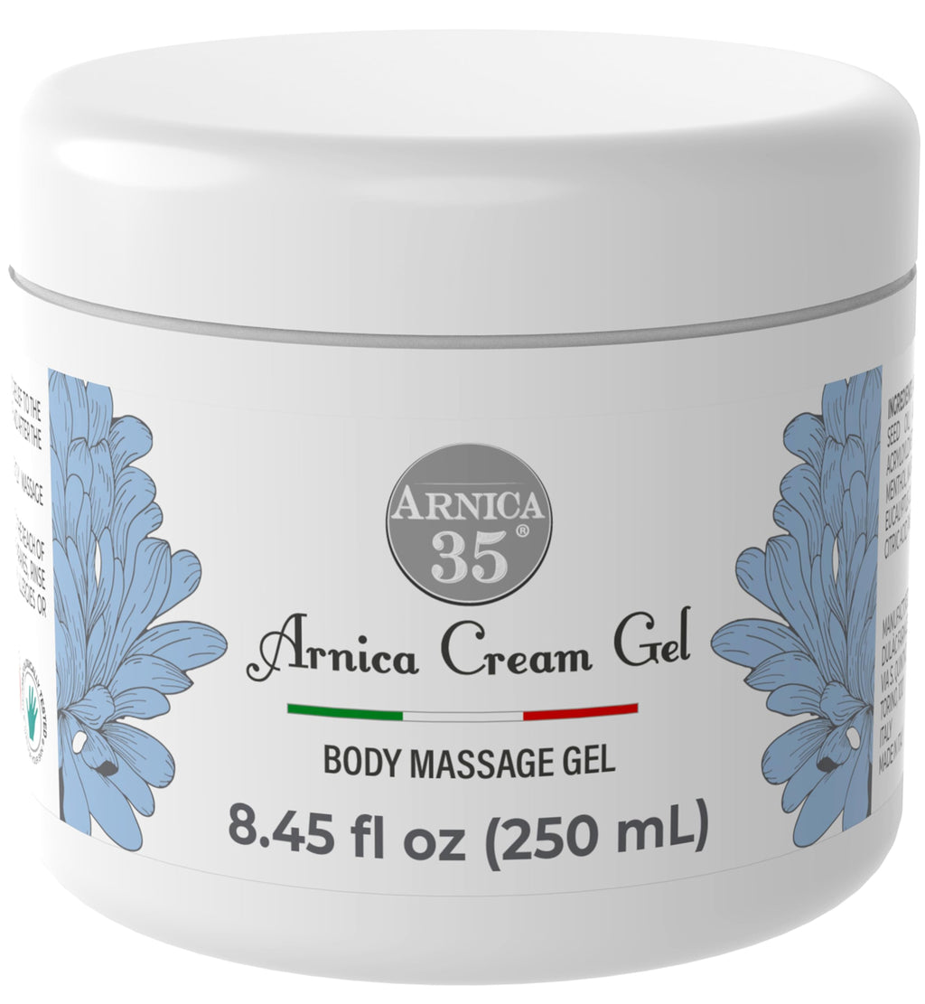 Arnica 35 – Arnica Cream Refreshing Effect, 250 ml, with 35% Organic Extracts, Provides Relief to Muscles, Joints, Neck, and Back, Massage Cream with Peppermint and Eucalyptus, Made in Italy