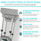 Vive Crutch Pads & Hand Grips - Padding for Walking Arm Crutches - Universal Underarm Padded Forearm Handle Pillow Covers for Hand Grips - Soft Foam Armpit Accessories for Adults, Kids (Plaid)