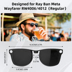 HIBLOKS 2Pcs Polarized Clip for Ray-Ban Meta Wayfarer RW4006 & Gen 2 RW4012 Regular (50-22), Shiny Black Frame Discoloration Clip for RayBan Meta Gen 2 Protect Your Eyes, (Black+Brown)