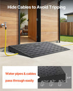 VEVOR 2.5" Rise Rubber Threshold Ramp, 3 Channels Cord Cover Door Ramp, No-Slip Surface, 2200 Lbs Load Capacity Rubber Ramp for for Home Doorways Driveways Curb Home Steps, 41.8" L x 24" W x 2.5" H