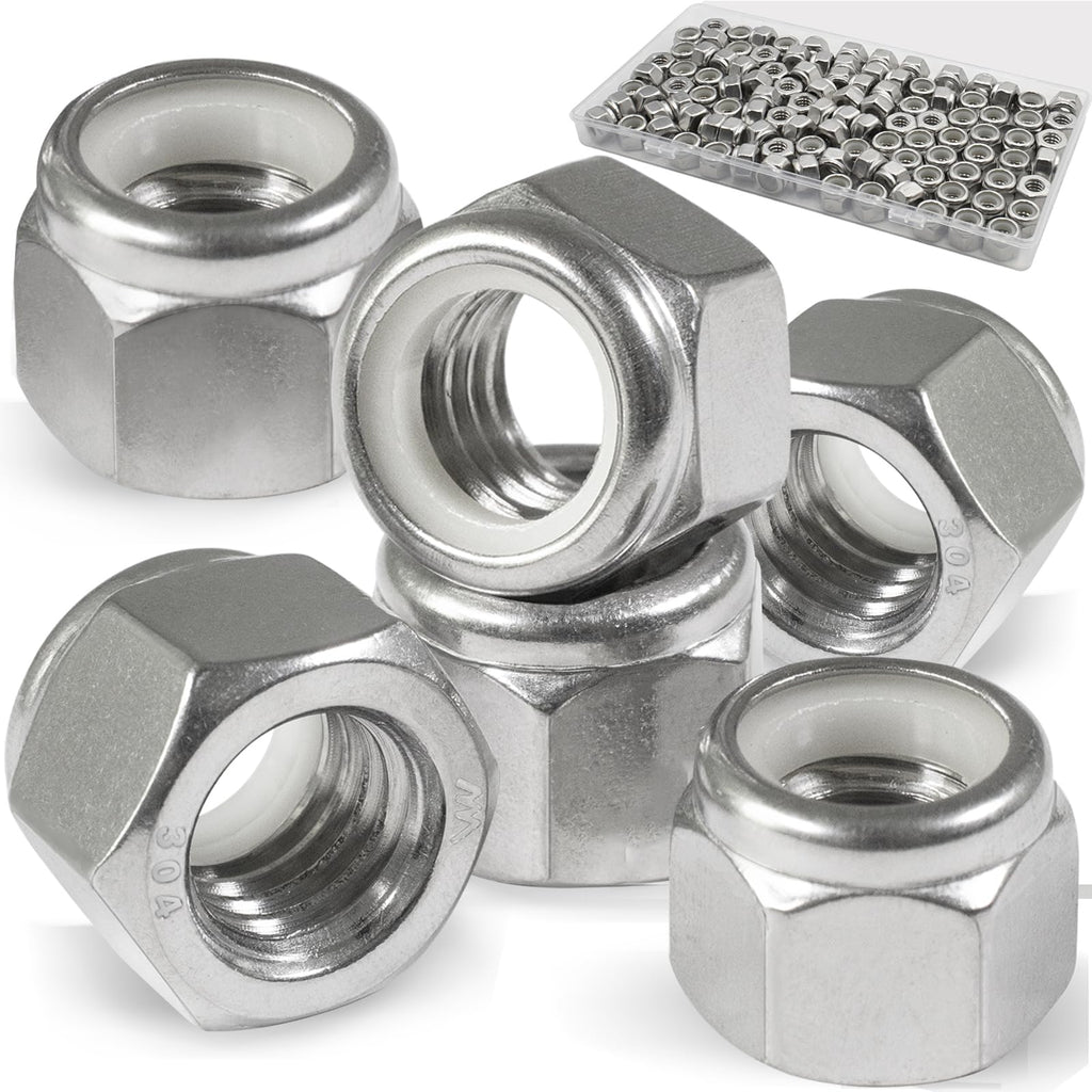 Vifmy 1/4-20 Lock Nut, 110Pcs Stainless Steel Nylock Insert Locking Nuts