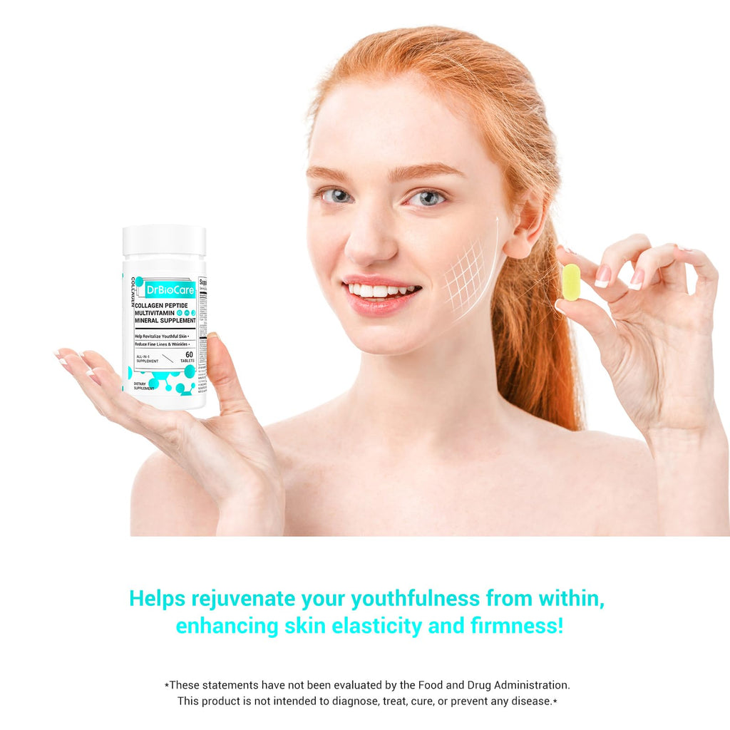 DrBioCare Collagen Peptides for Women, Beauty Vitamin & Mineral Supplement,Contains Vitamin D3, Probiotics for Women & Collagen Peptides,Vitamin B Complex,Vitamin E 120 Tablets