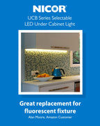 24” LED Direct Wire Under Cabinet Light - Dimmable Undercounter LED Lights for Kitchen - Selectable CCT 2700K-5000K, 612-648 Lumens, 9W - UCB Series Hardwired Under Cabinet Lighting by NICOR Lighting