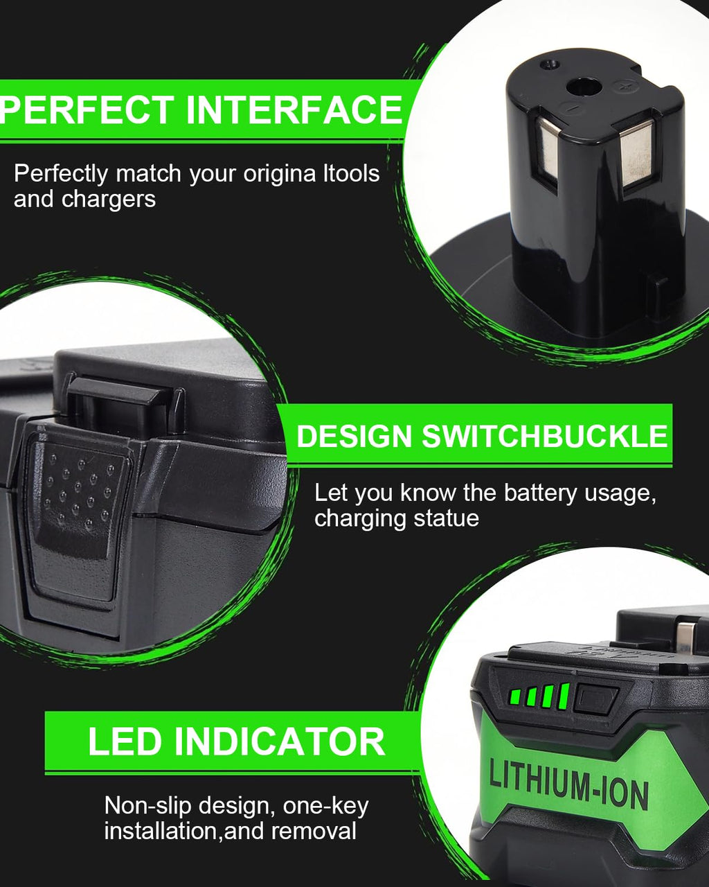 Upgrade 8000mAh Replacement for Ryobi 18V Battery High Capacity Li-Ion Batteries , P108 P104 P105 P102 P103 P109 P122 , Compatible with Ryobi 18V ONE+ System Cordless Power Tools and Charger, 2-Pack
