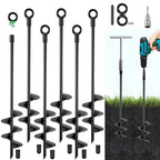 Fabulas Ground Anchors Screw in, 18 Inch Heavy Duty Swing Set Ground Anchor Kit 6 Pack, Spiral Earth Trampoline Stakes High Wind Metal Auger Stakes for Dog Sheds Tent Carports Camping