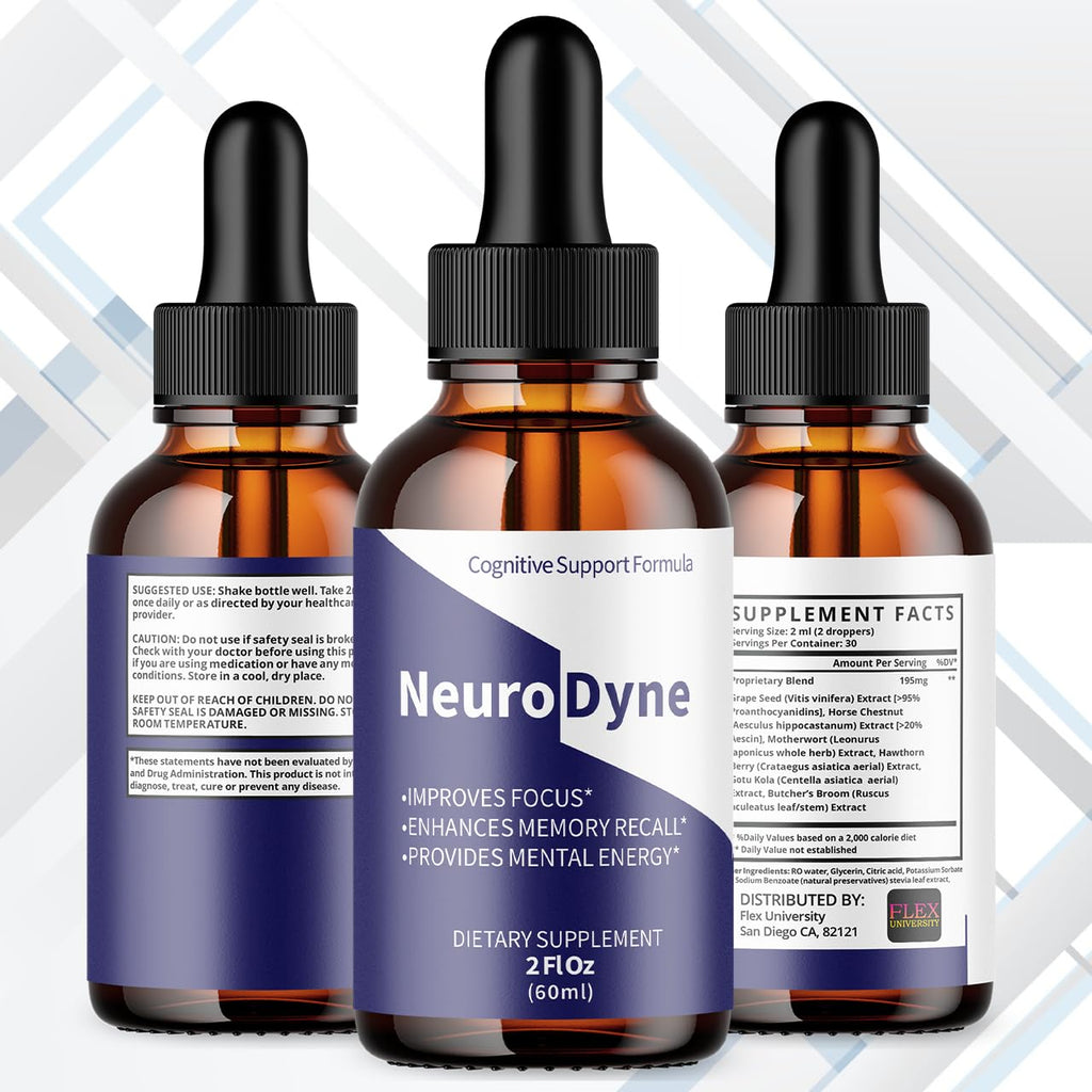 (5 Pack) Neurodyne Drops, Neurodyne Brain Support Drops with Natural Ingredients, Advanced Formula Liquid Supplement with Maximum Strength Health and Wellness Vitamins for Women and Men (150 Servings)