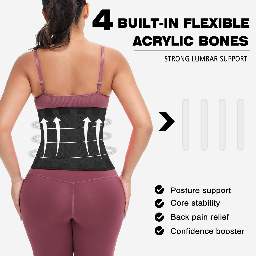 VENUZOR Waist Trainer Belt for Women - Waist Cincher Trimmer - Slimming Body Shaper Belt - Sport Girdle Belt (UP Graded)(Black,XX-Large)