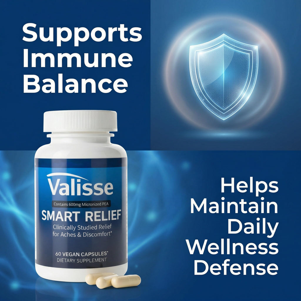 Jqewlg Valisse Smart Relief Pea 600mg - Multi-Pathway Support Formula, Immune Balance, Calm Mind & Body, Joint Comfort & Mobility Support - 60 Capsules