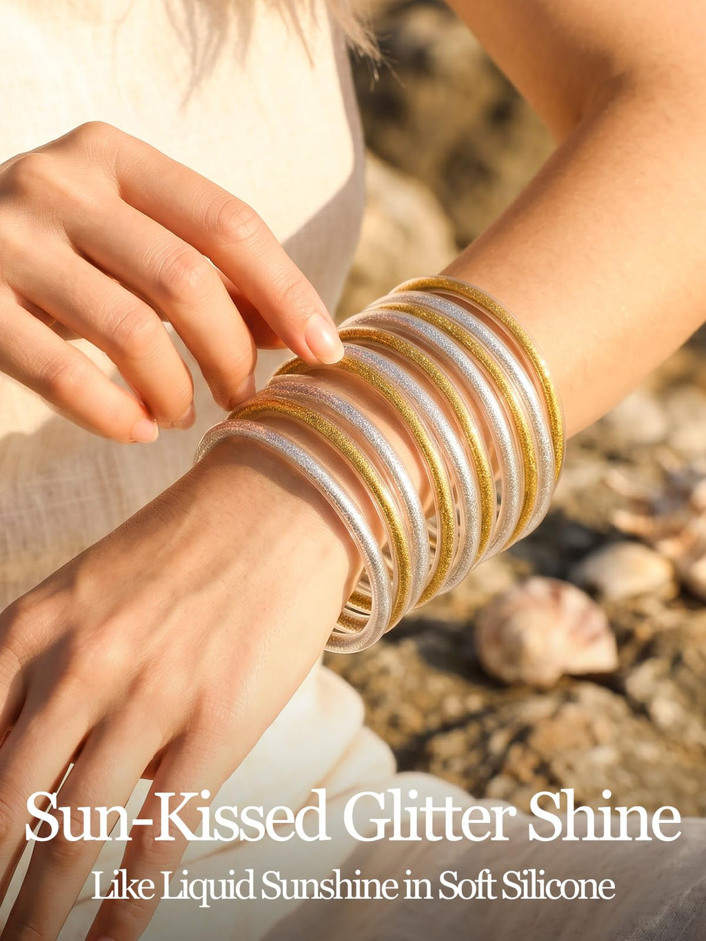 Alphatool Glitter Jelly Gold Bangles Bracelets for Women