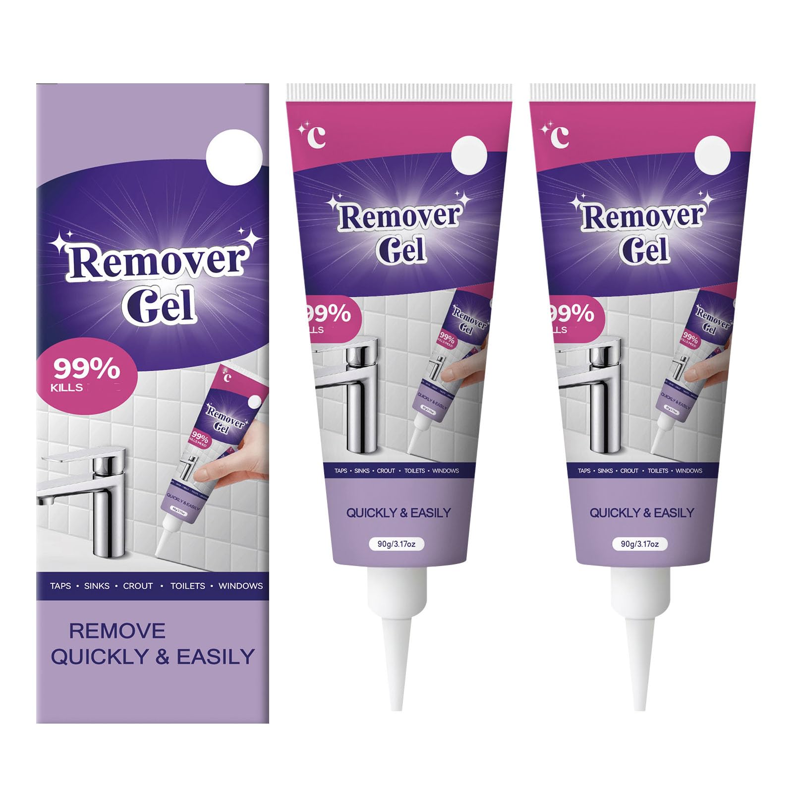 FIYADWZH Cleaning Remover Gel,Powerful Household Cleaning Gel,Suitable for Bathroom and Kitchen Tile Gaps,Highly Effective In Penetration,Safe Formula That Does Not Damage The Surface (2PCS)